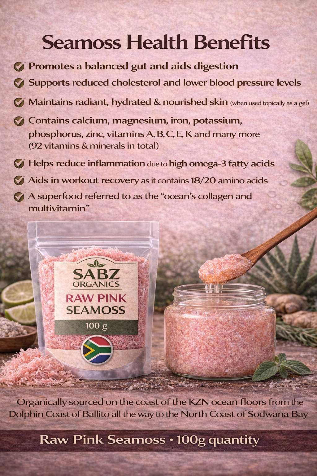 Raw Pink Seamoss — 100g