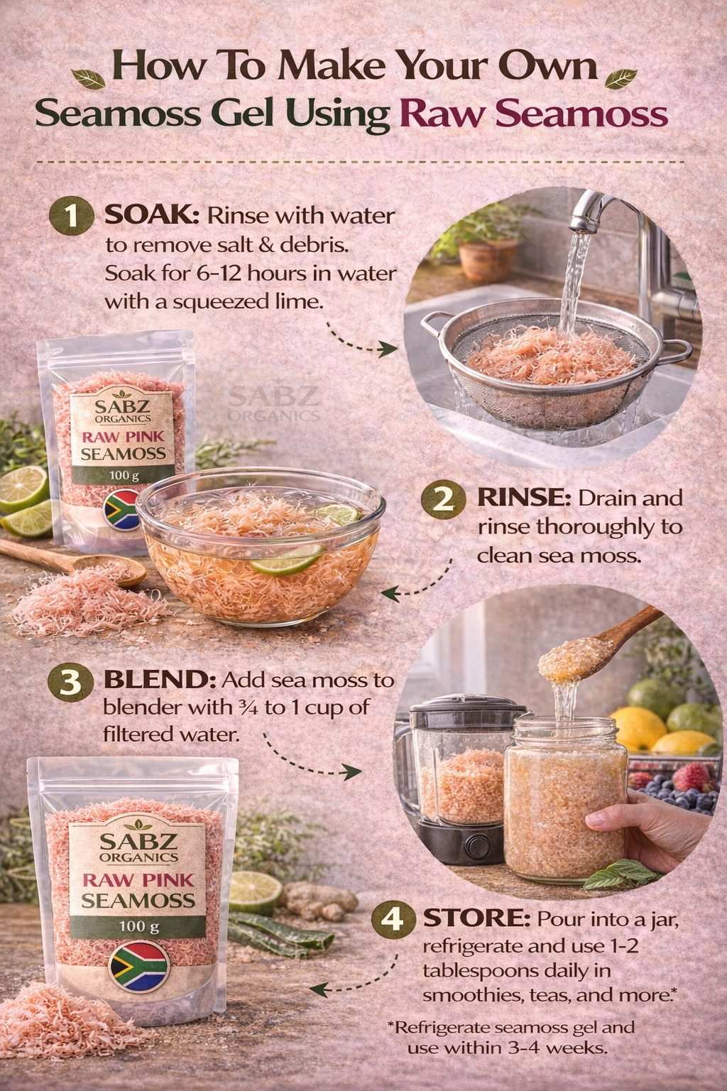 Raw Pink Seamoss — 100g