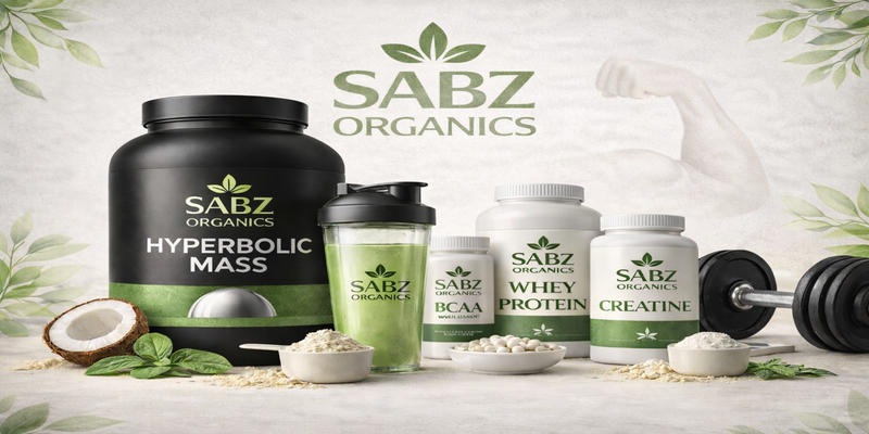 SABZ Organics supplement products on a light background with greenery. health, herb, anticancer, cancer killer, 